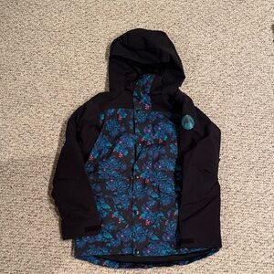 Burton Dryride Floral Kids Jacket - Black and Blue - size Kids L (14/16)